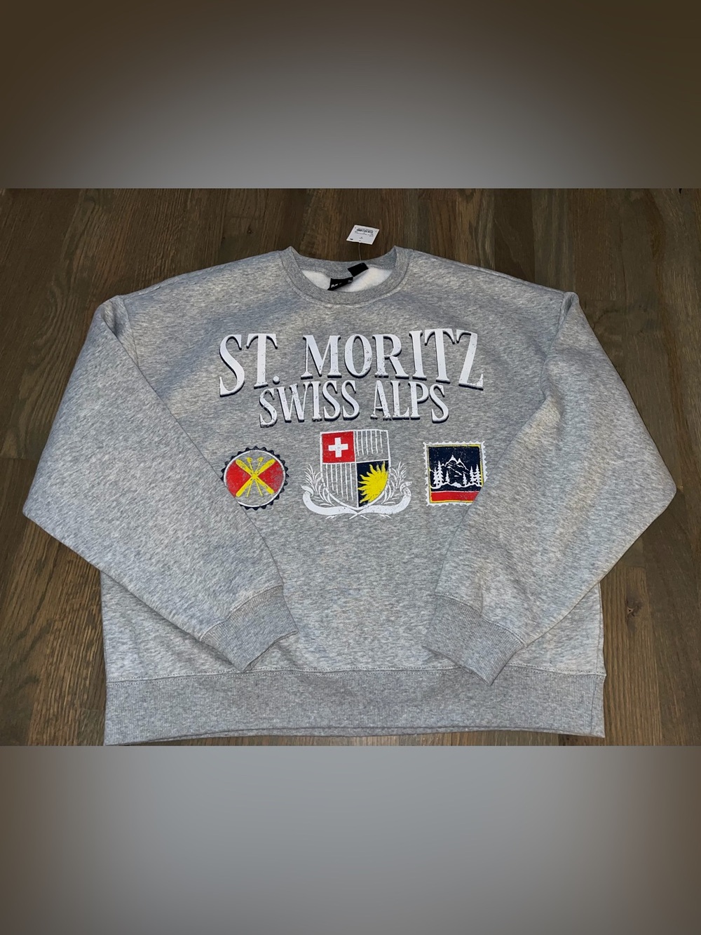NWT MAP Engine St. Moritz Swiss Alps Fleece Graphic Crewneck Sweatshirt S
